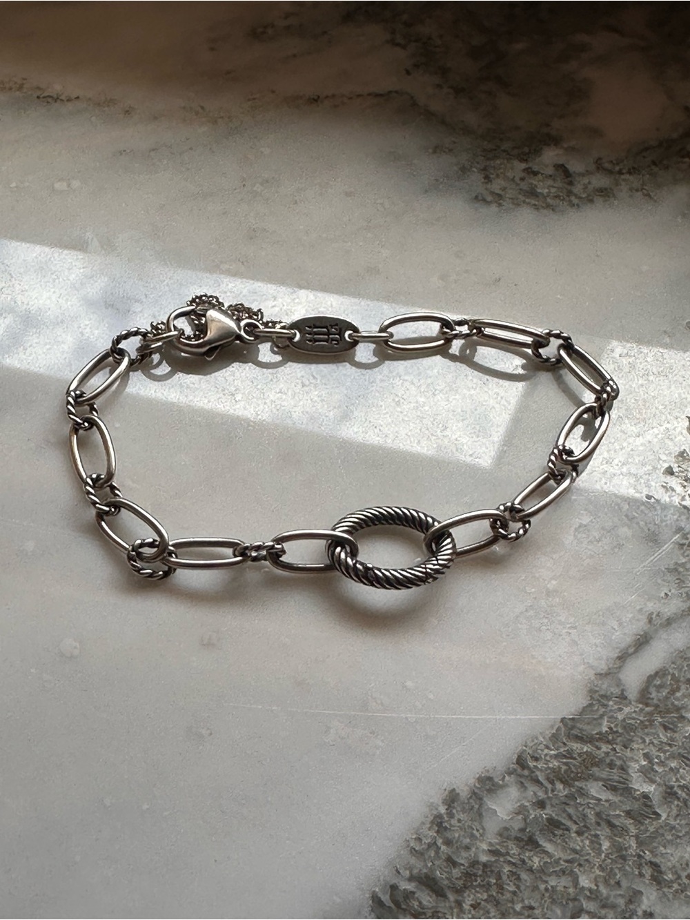 James Avery Retired Oval Twist Charm Bracelet